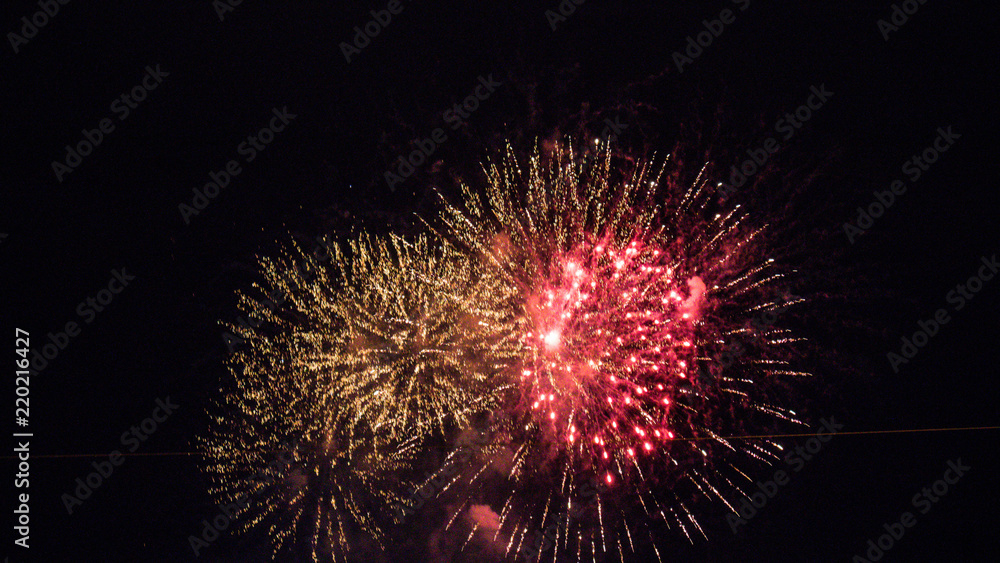 Explosion Firework on black night sky, celebration background Explosion Firework on black night sky, celebration background