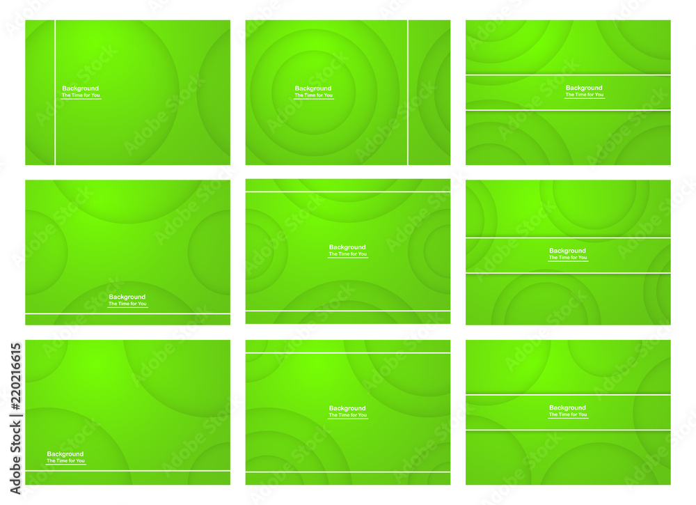 Naklejka premium Set of green abstract background with copy space for text. Modern template design for cover, web banner, screen and magazine. Vector illustration.