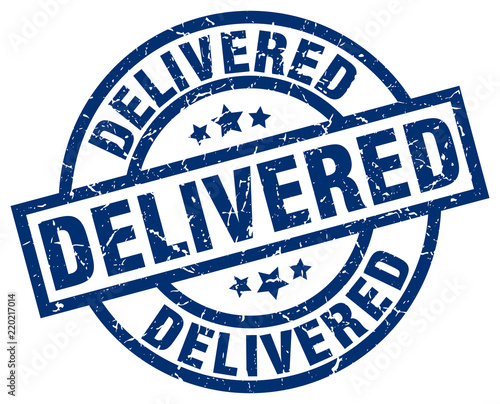 delivered blue round grunge stamp