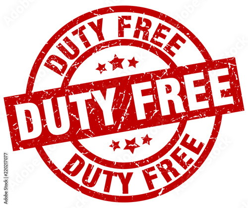 duty free round red grunge stamp