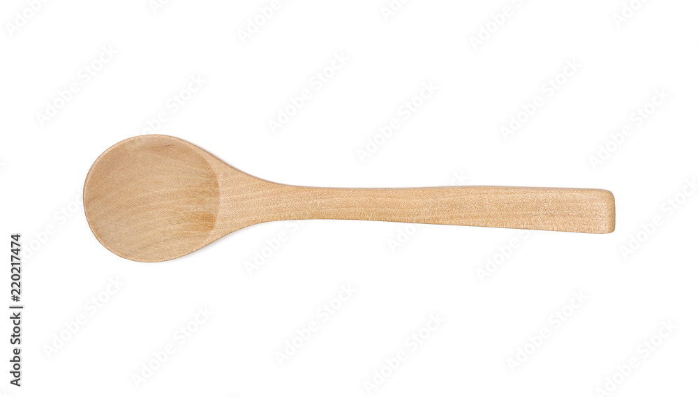 Empty wooden spoon isolated on white background, top view Empty wooden spoon isolated on white background, top view