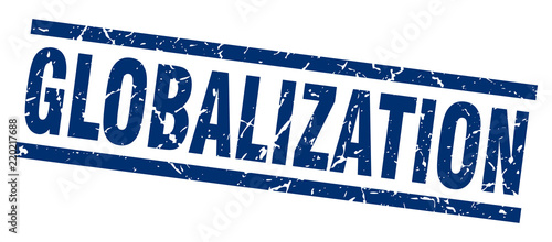 square grunge blue globalization stamp