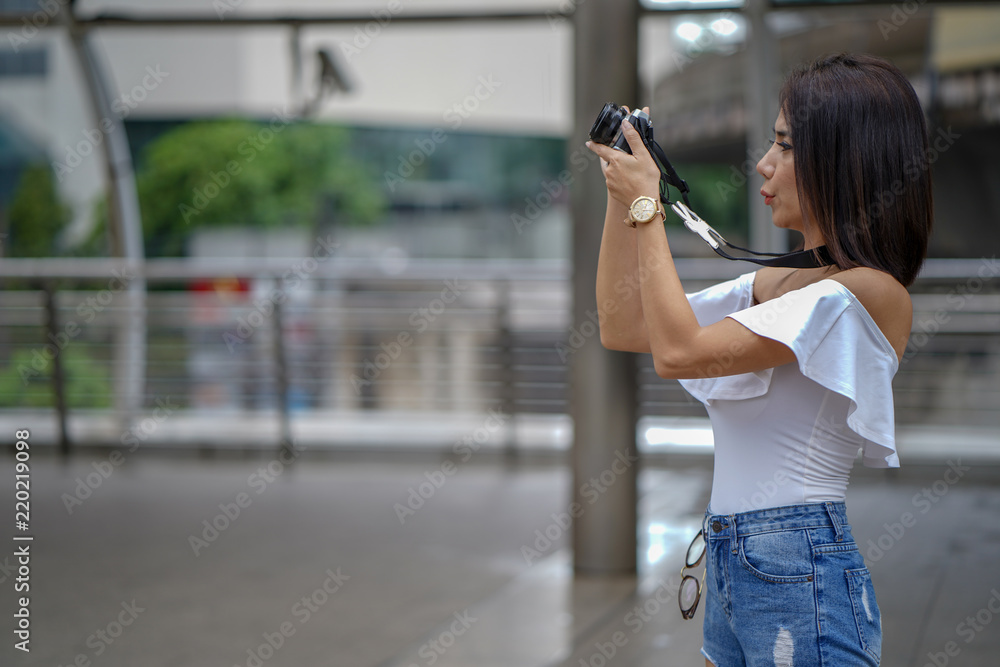 Young asian woman traveling to landmark in Bangkok Thailand. Young asian woman traveling to landmark in Bangkok Thailand.