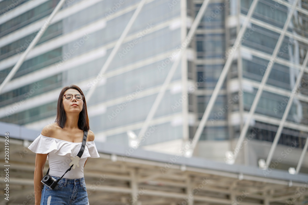 Young asian woman traveling to landmark in Bangkok Thailand. Young asian woman traveling to landmark in Bangkok Thailand.