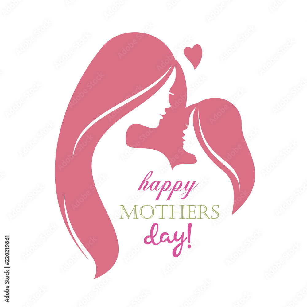 happy mothers day greeting card template, stylized symbol of mom and baby happy mothers day greeting card template, stylized symbol of mom and baby