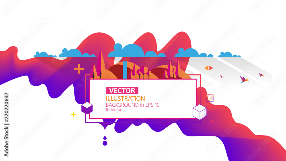 Obraz premium Cool Modern Abstract Background with Frame for Your Text and Purple Wave.