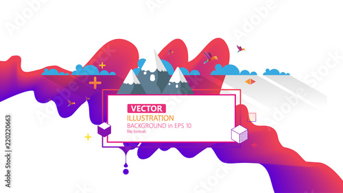 Cool Modern Abstract Background with Frame for Your Text and Purple Wave.