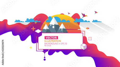 Cool Modern Abstract Background with Frame for Your Text and Purple Wave.