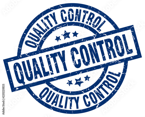 quality control blue round grunge stamp