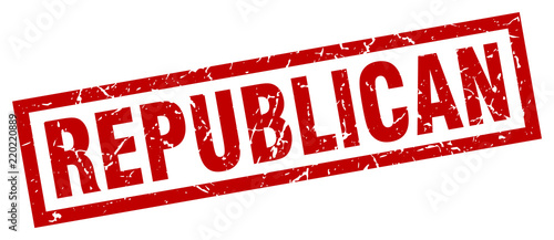 square grunge red republican stamp