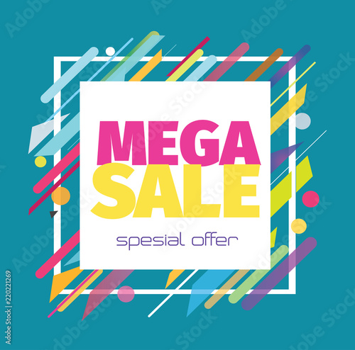 Mega sale vector color banner