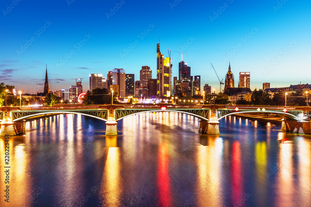Evening view of Frankfurt am Main, Germany