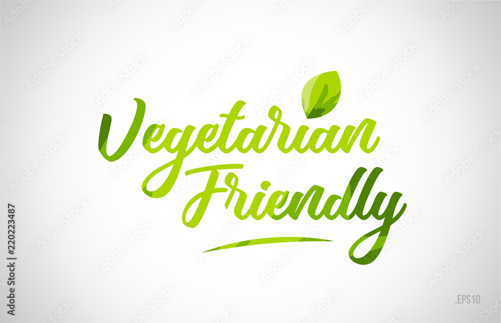 Fototapeta premium vegetarian friendly green leaf word on white background
