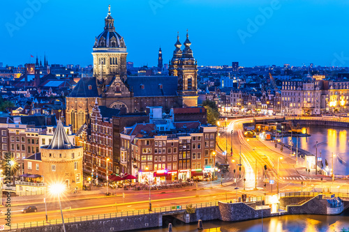 Night view of Amsterdam  Netherlands