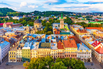 Fototapete Europa Luftaufnahme der Altstadt von Lemberg  © Scanrail