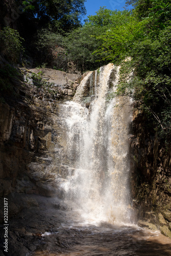 high cascading waterfall in Tbilisi