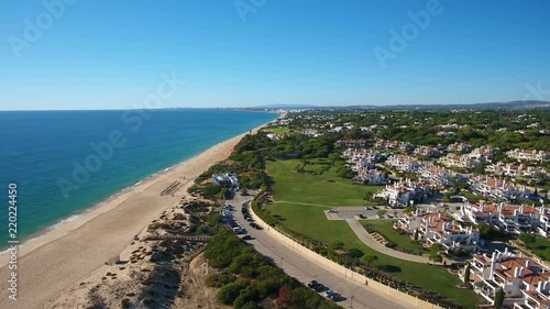 Aerial. Video shot of a drone over the beaches Vale de Lobo, Algarve.
