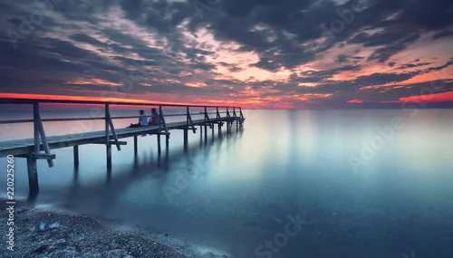 Obraz romantyczne miejsce wieczorem na plaży