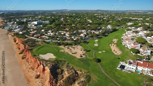 Aerial. Video shot of a drone over the beaches Vale de Lobo, Algarve.