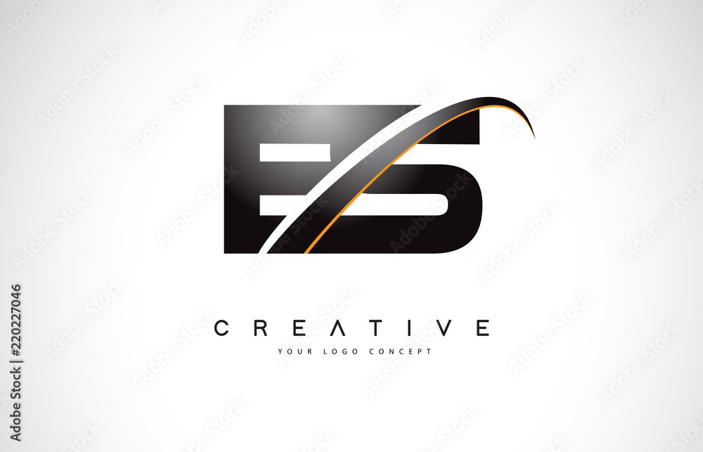 ES E S Swoosh Letter Logo Design with Modern Yellow Swoosh Curved Lines ...