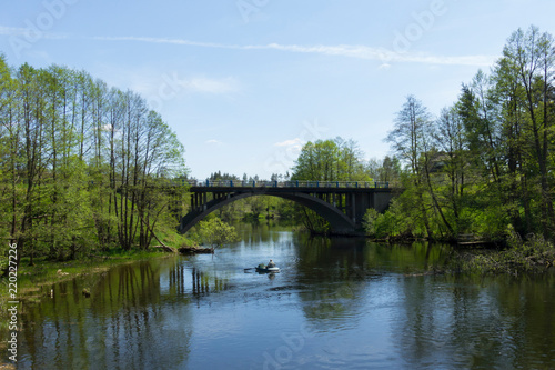 Męcikał Kaszuby rzeka most łowienie ryb