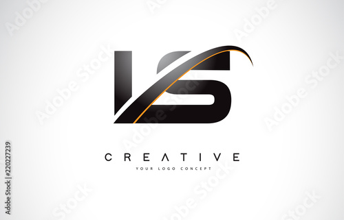 LS L S Swoosh Letter Logo Design with Modern Yellow Swoosh Curved Lines.