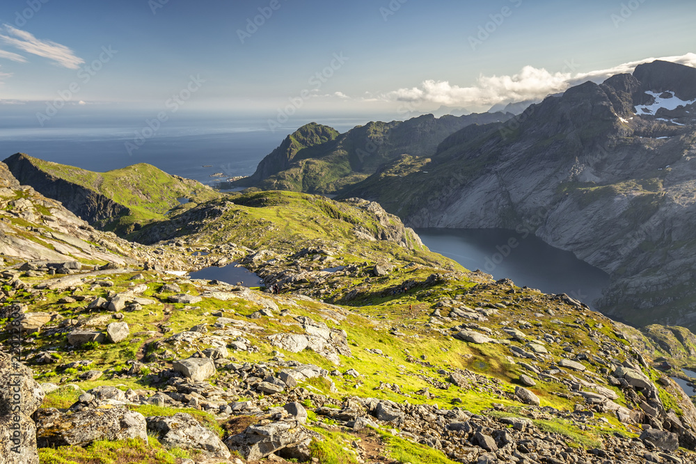 Beautiful view from the mountains in Lofoten islands, Norway