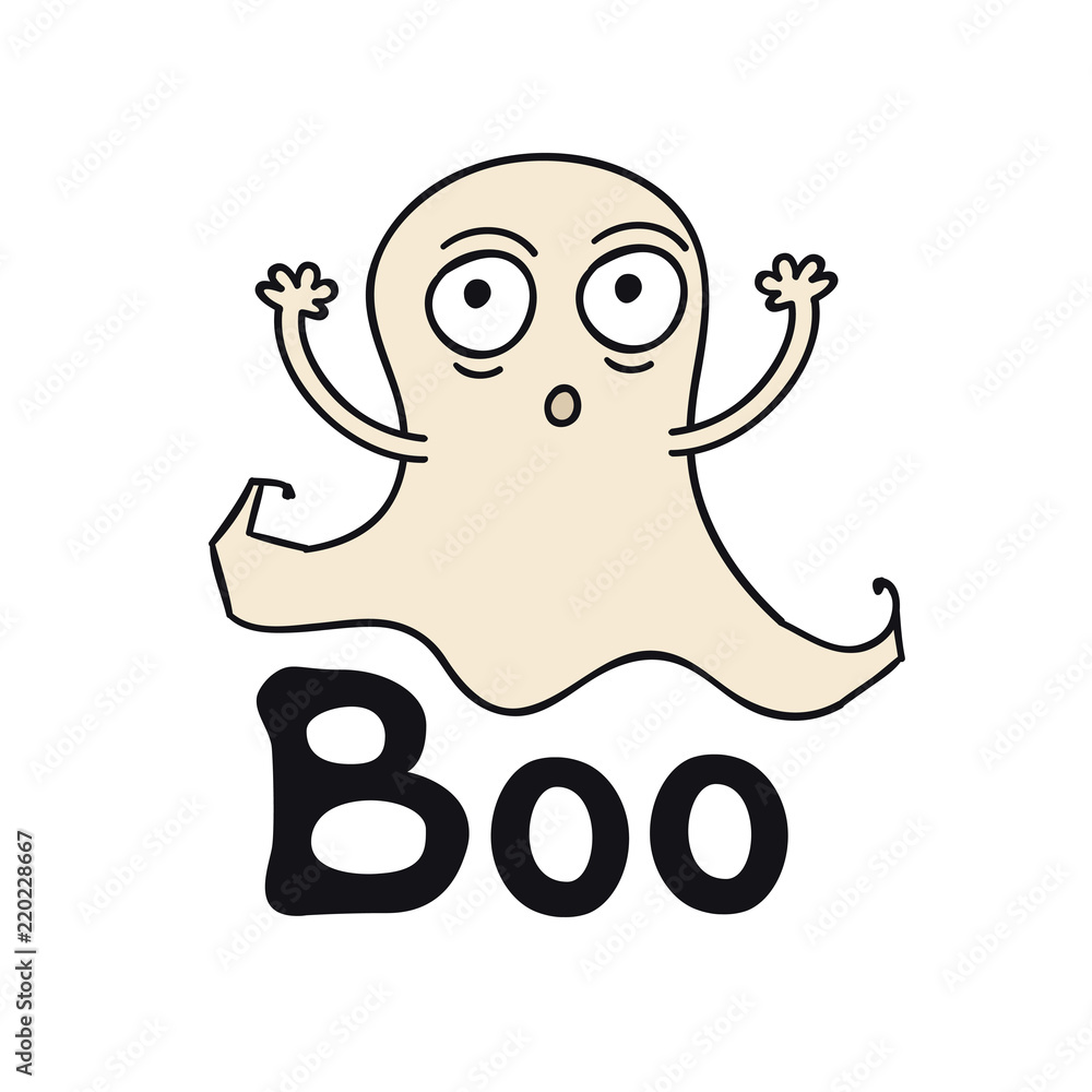 Fototapeta premium Boo. Ghost time. Halloween theme. Handdrawn lettering phrase. Design element for Halloween. Vector handwritten calligraphy quote.