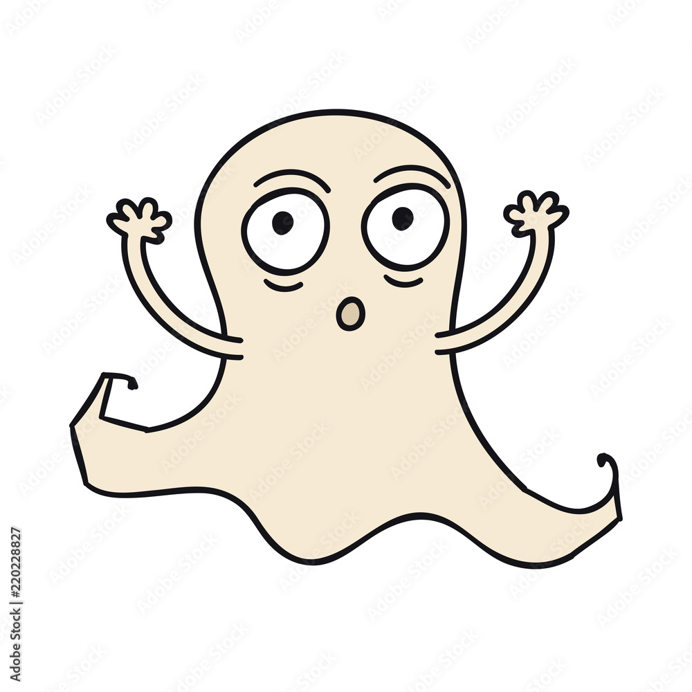 Obraz premium Ghost sign and symbol. Spooky. Handdrawn design element for Halloween. Doodle monster.
