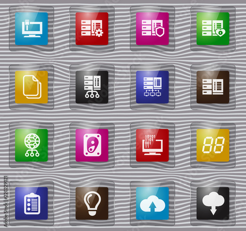 Server glass icon set
