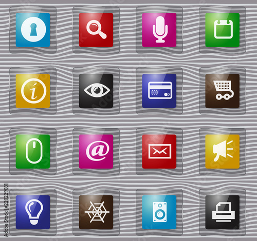 User interface glass icons set