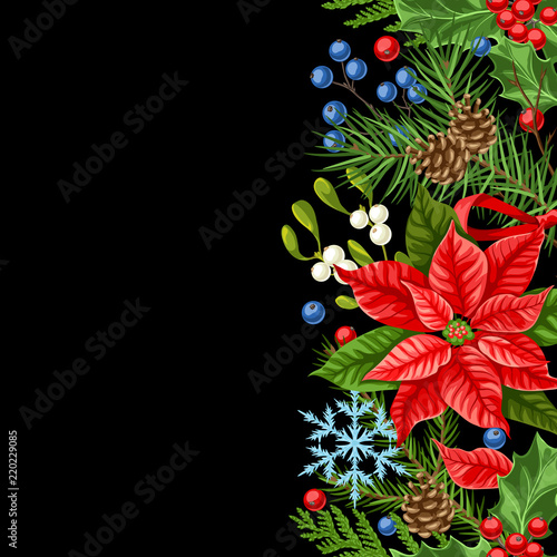 Seamless pattern with winter plants.
