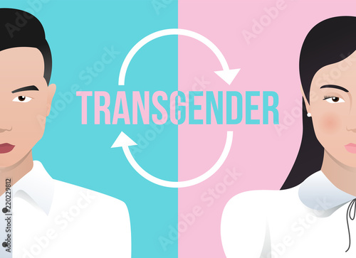 transgender and Transsexual concept with half male and half female and circle arrow verctor design