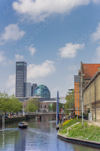 Small boat in the canals of Leeuwarden  Netherlands