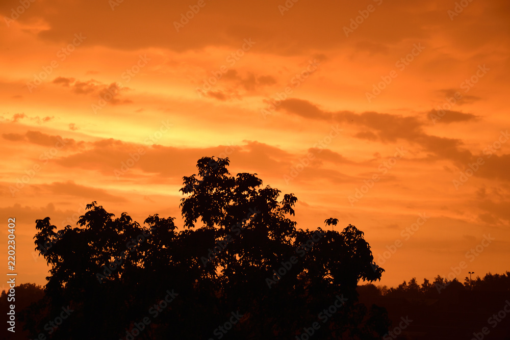 Gewitterwolken im Abendrot