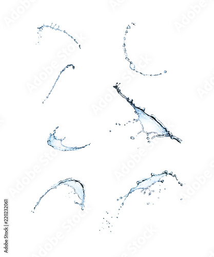 multi  action water splash isolation on white background