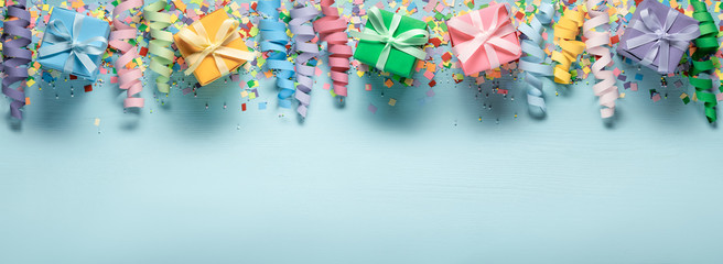 Birthday gift boxes and steamers