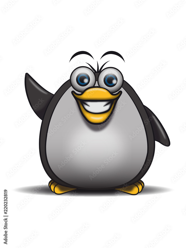 Obraz premium pinguin süss freuen hallo winken