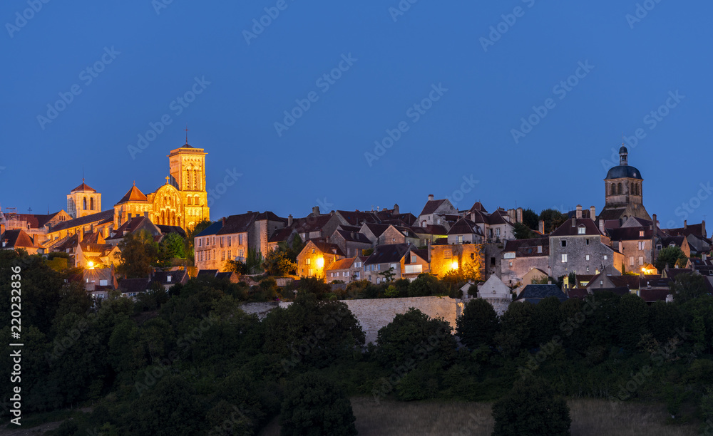 Village Vezelay Basilica at Night