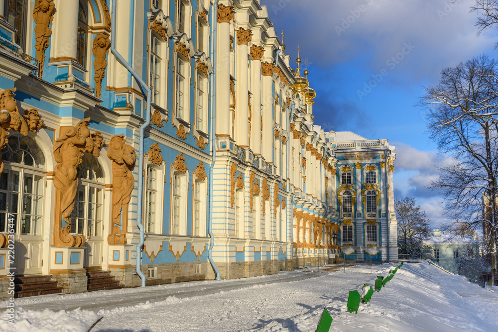 Catherine palace in Tsarskoe Selo in winter. Pushkin. Saint Petersburg. Russia