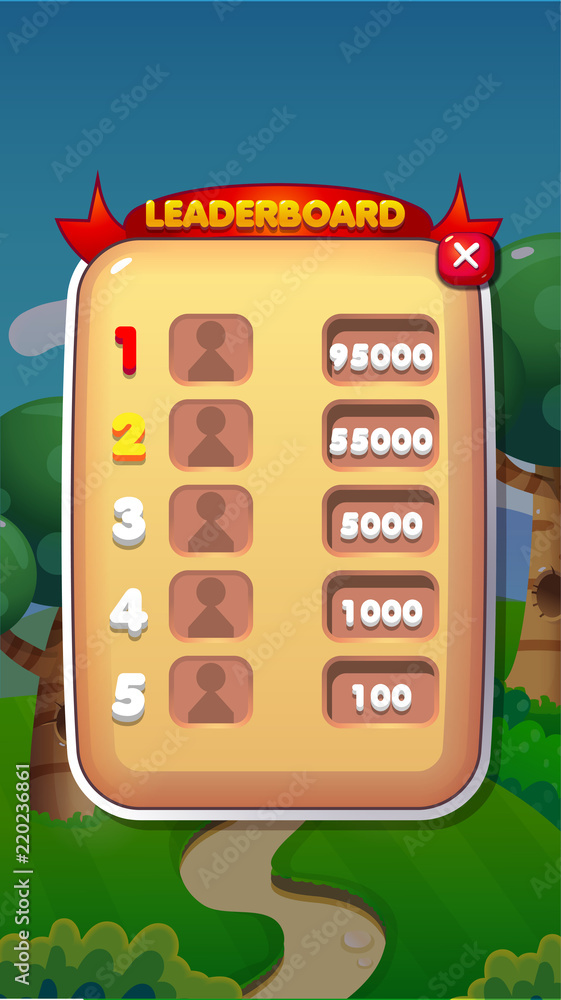 Leaderboard mobile game user interface gui assets Vector Image