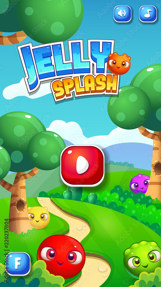 Mobile Reskin - Match 3 Splash Screen Concept Jelly Game Asset with GUI  Stock Vector | Adobe Stock
