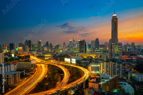 Aerial view of Bangkok building and Express ways
