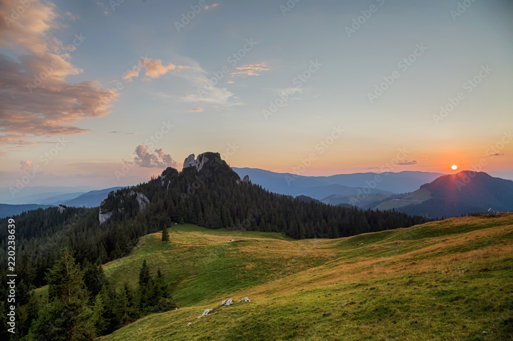 Summer sunset in Rarau Mountains