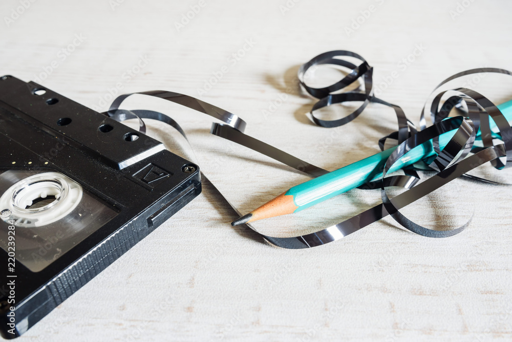 pencil and audio cassette pencil and audio cassette