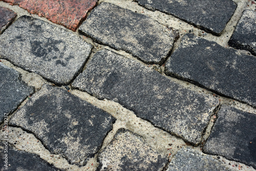 old cobblestone road for background or texture