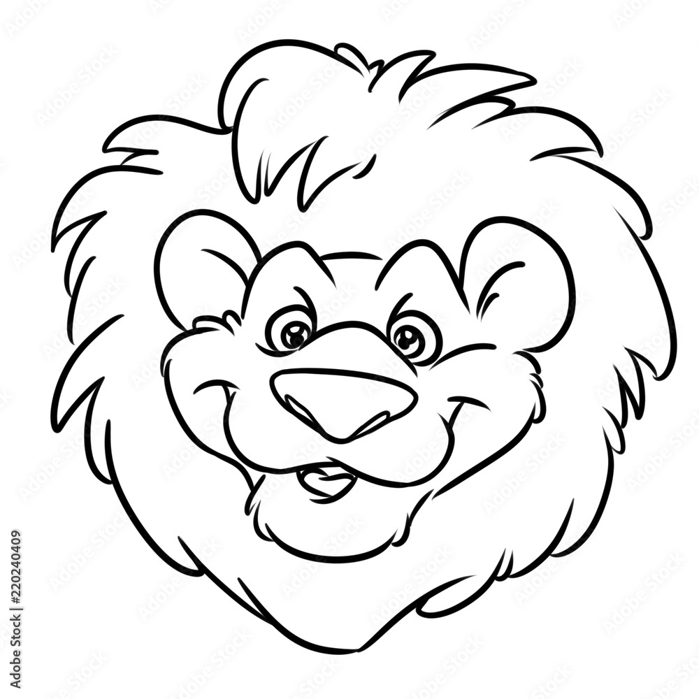 Lion funny Head red mane Emblem cartoon illustration isolated image coloring page
