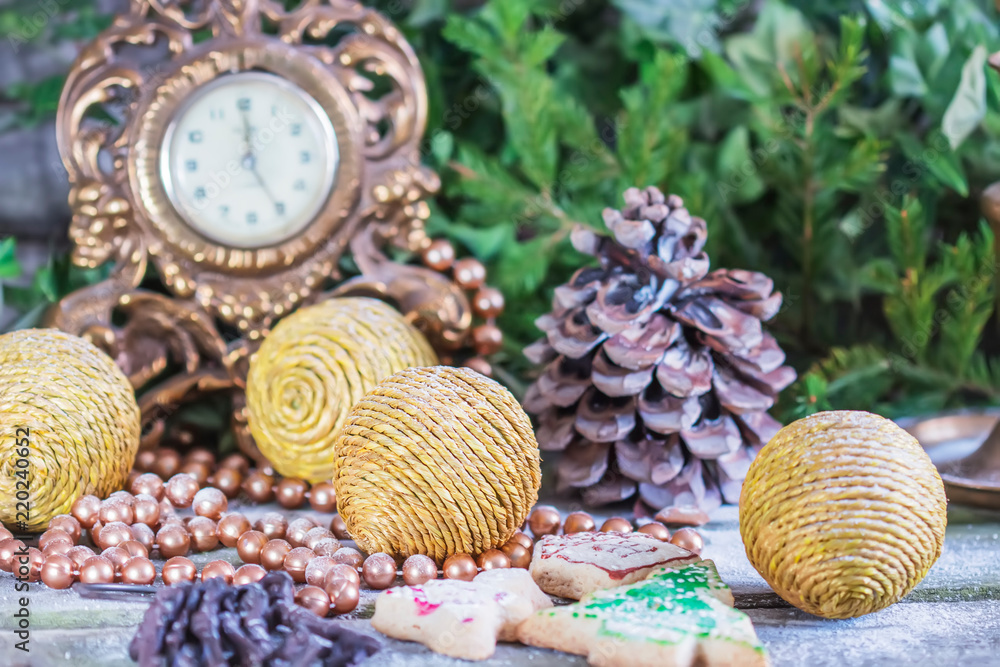 Christmas decoration balls, clocks Christmas decoration balls, clocks