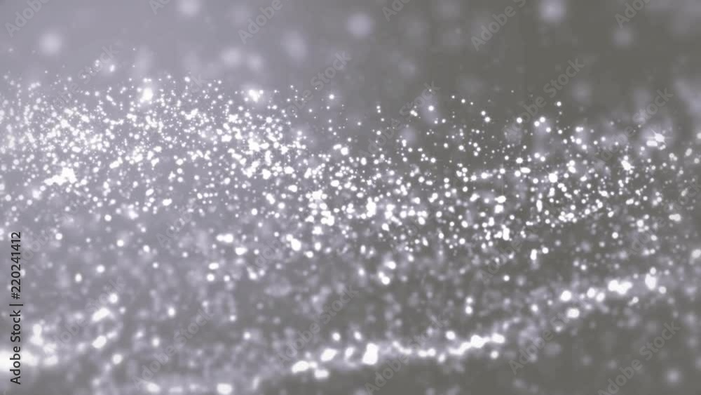 Elegant gray background abstract with snowflakes. Christmas animated silver background. White glitter - winter theme. Seamless loop.