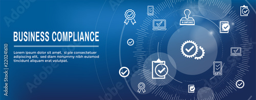 In compliance web banner - icon set that shows a company passed inspection